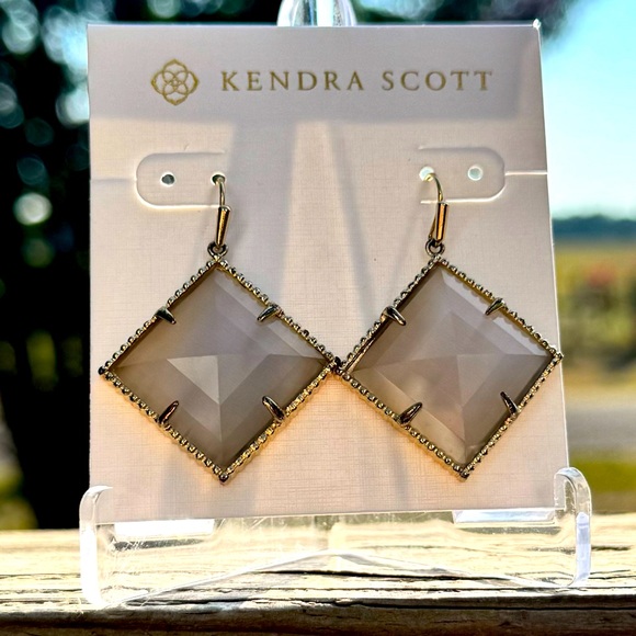 Rare HTF Retired Kendra Scott Cleo Drop Earrings – Slate Cat’s Eye - Picture 5 of 5